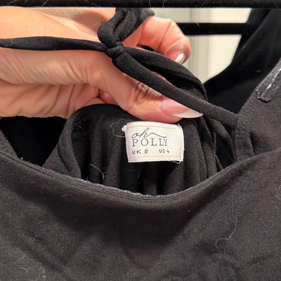 OH POLLY Marina Open Back A-Line Mini Dress in Black 4 - Picture 7 of 7